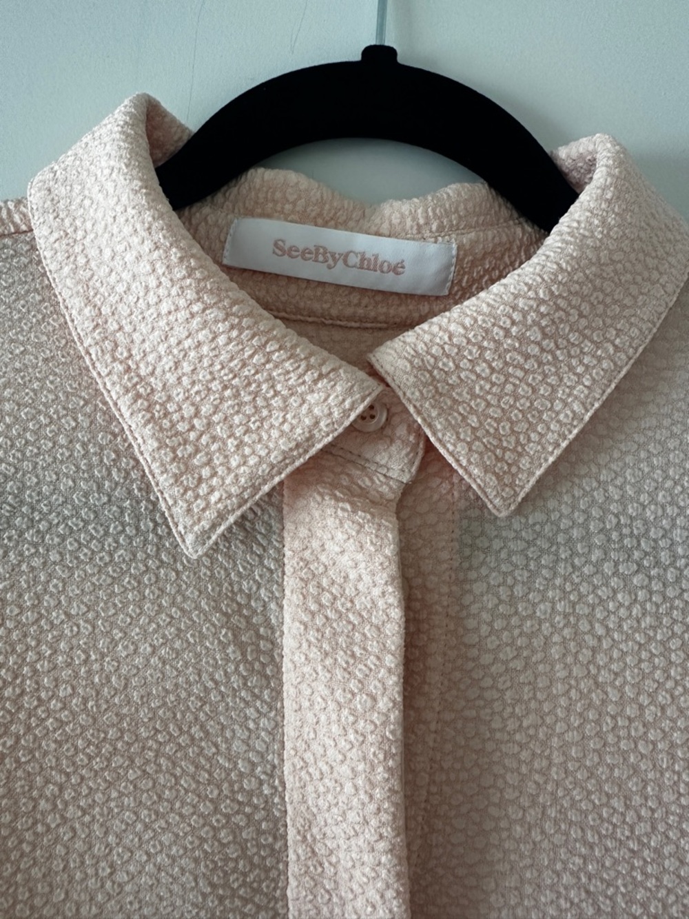 See by chloe Textured Peach Button-Up Blouse sz 40 - Picture 2 of 12
